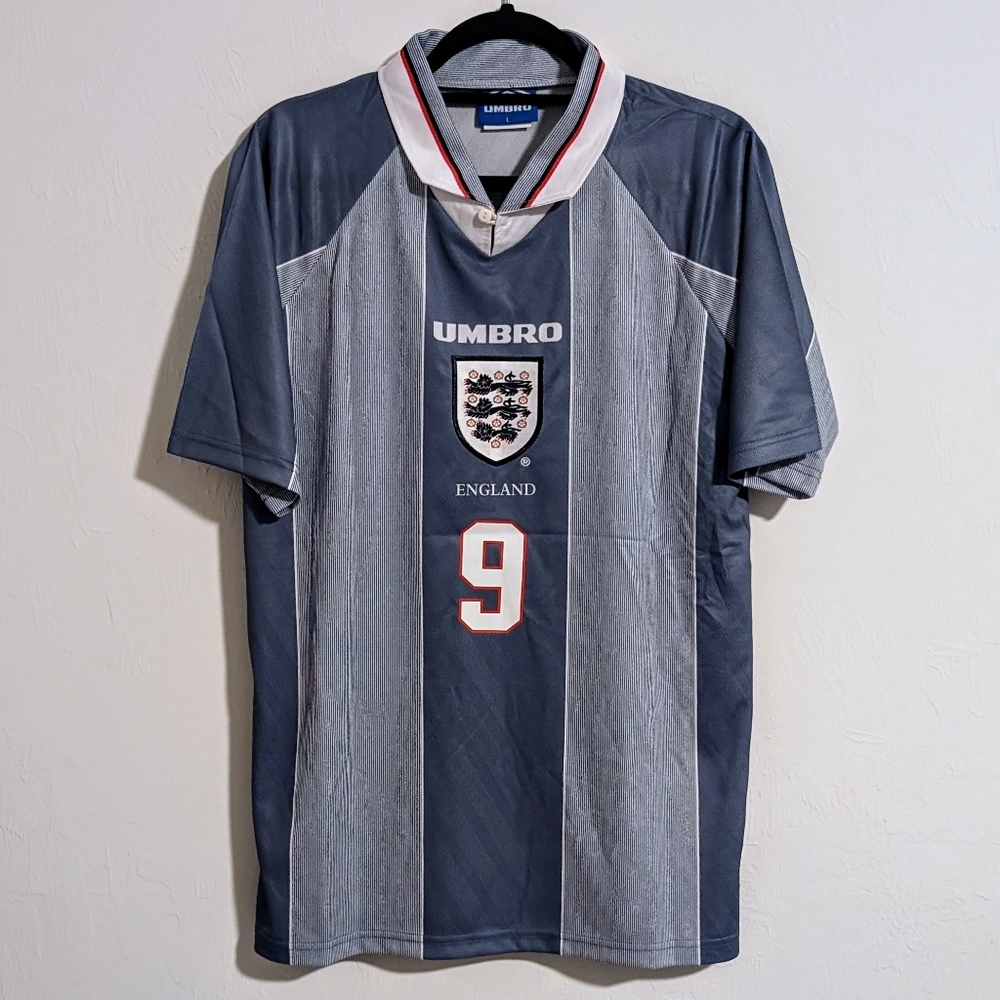 England 1996 Retro Jersey Alan Shearer Gray